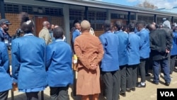 Some students, teachers and parents at a school in South Africa