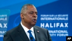 El secretario de Defensa de Estados Unidos, Lloyd J. Austin III, en el Foro de Seguridad Internacional Halifax en Halifax.