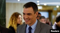 FILE - Spanish Prime Minister Pedro Sanchez arrives to attend the 68th annual session of the NATO Parliamentary Assembly in Madrid, Nov. 21, 2022.