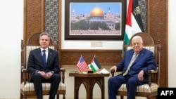 AQSh Davlat kotibi Entoni Blinken Ramallohda Falastin Muxtoriyati Prezidenti Mahmud Abbos bilan gaplashmoqda, 7-fevral, 2024-yil