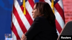 Nënpresidentja Kamala Harris gjatë një videokonference