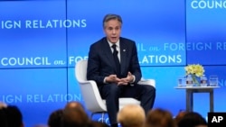 2023年6月28日，美國國務卿布林肯在紐約外交關係委員會發表講話。（美聯社照片）