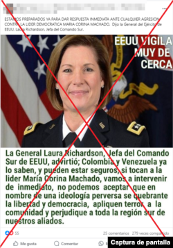 Captura de la desinformación en Facebook.