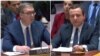 Predsednik Srbije Aleksandar Vučić i premijer Kosova Aljbin Kurti tokom sednice Saveta bezbednosti Ujedinjenih nacija o Kosovu u sedištu UN u Njujorku (Foto: Youtube/United nations)
