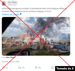 Captura de la desinformación circulando en X.