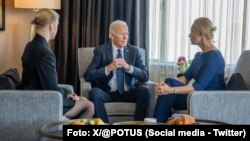 Američki predsjednik Joe Biden sa Julijom i Dašom Navalnom, suprugom i kćerkom preminulog ruskog opozicionara Alekseja Navalnog (Foto: Foto: X/@POTUS)