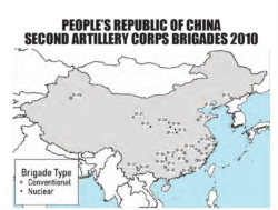 2010年中國第二炮兵部隊（SAC)各個旅的部署地點。（source: "People’s Liberation Army Rocket Force Order of Battle 2023"報告截圖)