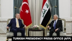 کۆبوونەوەی سەرۆککۆماری عێراق و تورکیا لە بەغدا ڕۆژی 22-4-2024.