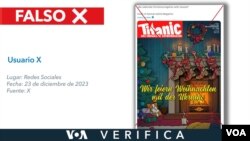 Es falso que exista una "edición navideña" de la revista Titanic como se ha publicado en redes sociales.