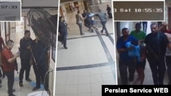 انتقال گروگان‌های اسرائیلی به بیمارستان شفا توسط شبه نظامیان حماس در روز ۱۵ مهر 