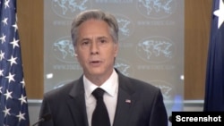 2023年3月20日，美國國務卿布林肯在國務院記者會上就國務院發表的2022 年各國人權報告發表講話並回答記者的提問。 (記者會視頻截屏）