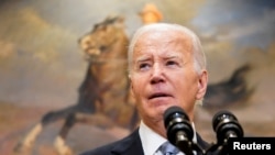 Presidenti Biden duke folur nga Shtëpia e Bardhë pas sulmit ndaj ish-presidentit Trump (14 korrik 2024)