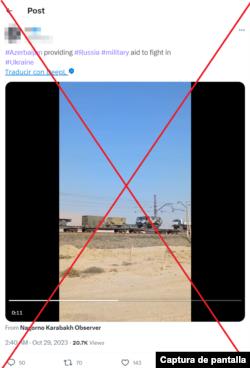 Captura de la desinformación circulando en X.