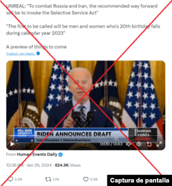 Captura de desinformación en X.