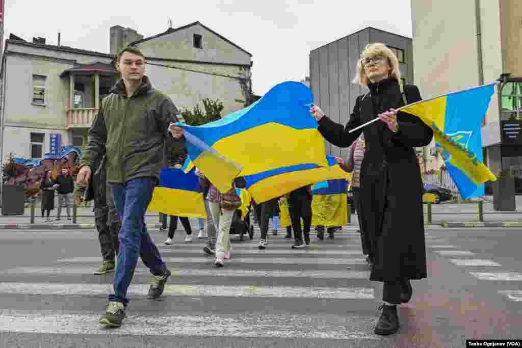 Протест на украински и македонски граѓани по повод две години руска инвазија врз Украина