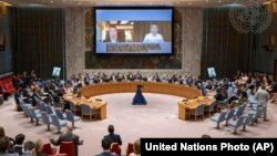 In this photo provided by United Nations Photo, a wide view of the first ever Security Council meeting on artificial intelligence (AI) held, July 18, 2023, at U.N. headquarters in New York. 
