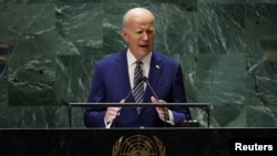 El presidente de Estados Unidos, Joe Biden, durante su discurso ante la 78a Asamblea General de la ONU en Nueva York, el 19 de septiembre de 2023.