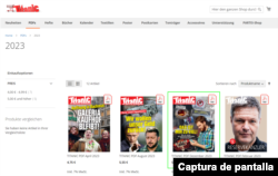 Captura de pantalla de la web de la revista Titanic.