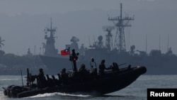 資料照：台灣海軍在春節前進行軍演。 （2024年1月30日）