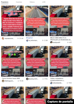 Captura de pantalla de los videos similares con desinformación que circula en TikTok.