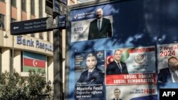 Նախագահի թեկնածուների, այդ թվում՝ նախագահ Իլհամ Ալիևի նախընտրական պաստառները Բաքվում. 2024 թ-ի փետրվարի 2