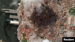 Satelitski snimak prikazuje ruske brodove i centar Havane, Kuba, 13. juna 2024. Novi satelitski snimci objavljeni 2. jula pokazuju rad u četiri kubanske baze koji bi mogli ukazivati ​​na poboljšane obavještajne sposobnosti povezane s Kinom. (Maxar Technologies preko Reutersa)