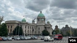Zgrada Skupštine Srbije ispred koje se održavaju protesti "Srbija protiv nasilja"