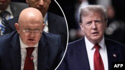 دونالد ترمپ (راست) و واسیلی نبنزیا، سفیر روسیه در سازمان ملل متحد