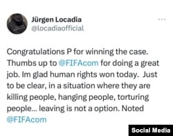 متن یورگن لوکادیا در واکنش به حکم فیفا علیه او.