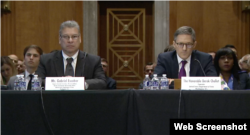 Derek Chollet i Gabriel Escobar tokom pretresa o Zapadnom Balkanu u Senatu.