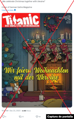 Captura de la publicación falsa en X.