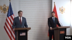 Američki kongresmen Majk Tarner na konferenciji za novinare sa predsjednikom Crne GoreJakovom Milatovićem u Podgorici (Foto: VOA/Jovo Radulović)