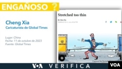 En Global Times de China circula una imagen engañosa sobre la capacidad de EEUU para ayudar a Israel y a Ucrania.