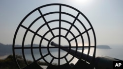 An antiquated 40mm anti-air gun points towards sea at the observation deck on Beigan, part of Matsu Islands, Taiwan on Sunday, March 5, 2023. 