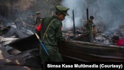 လိုင်ဇာအနီးက ဂျေယန့် စစ်ဘေးရှောင်စခန်း မီးလောင်မှု အိမ်ခြေ ၄၀ နီးပါး ပါသွား (မတ်လ ၁၉၊ ၂၀၂၃။) photo - Simsa Kasa Multimedia