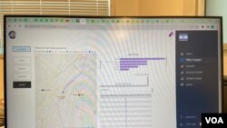 “平民作戰室”科技人員運用新開發的軟件系統將收集的數據透過同步化和融合過程、分析數據與影像、跟國防軍的資料核對、再經過複雜的抽絲剝繭程序後可以在地圖上定位人質的蹤跡 (美國之音/賴素芬)