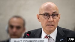 FILE - UN High Commissioner for Human Rights Volker Türk speaks during the 52nd UN Human Rights Council session, in Geneva, on March 6, 2023.