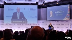 英國前首相馬卓安 2月29日在全球軟實力峰會發表開幕講話，稱歐美與中國關係已經疏遠，台灣每天都在受威脅 (美國之音/李伯安)