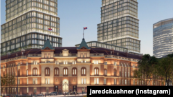 Nacrt kompleksa na lokaciji Generalštaba u centru Beograda koji je objavio Jared Kushner. (screenshot/Instagam)