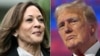 Wakil Presiden Kamala Harris di Halaman Selatan Gedung Putih pada 22 Juli 2024 dan mantan presiden AS dan calon presiden dari Partai Republik untuk tahun 2024 Donald Trump di Milwaukee, Wisconsin, pada 18 Juli 2024. (Foto: AFP)