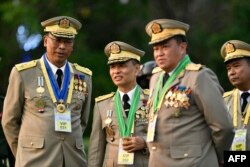 ภาพของเจ้าหน้าที่ระดับสูงของกองทัพเมียนมา ในวันกองทัพชาติ เมื่อ 27 มี.ค. 2567