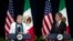 FILE — Mexico's Foreign Minister Alicia Barcena, left, speaks as U.S. Secretary of State Antony Blinken listens at the U.S. State Department in Washington, Sept. 29, 2023. Blinken was in Mexico on Wednesday to discuss the drug trade and the humanitarian crisis at the border.