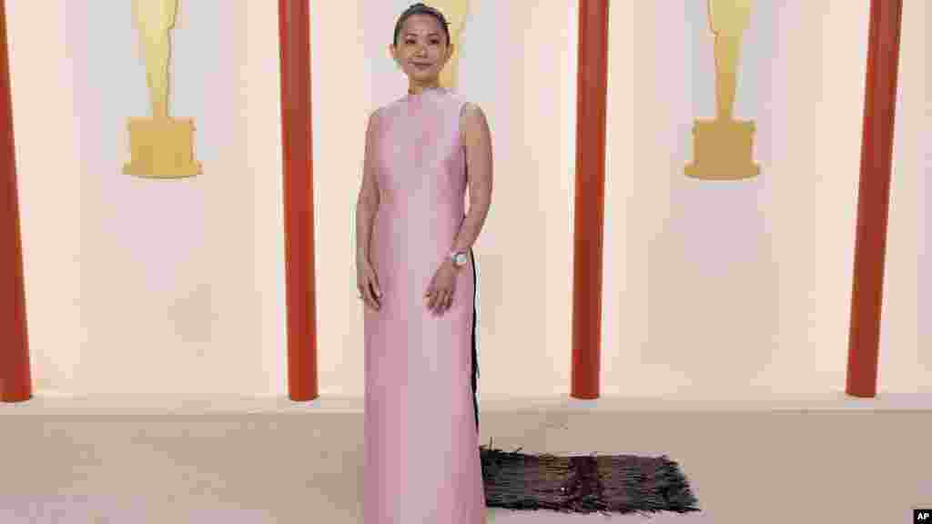 Hong Chau arrives at the Oscars on Sunday, March 12, 2023, at the Dolby Theatre in Los Angeles. (Photo by Ashley Landis/AP Photo)