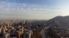 Foto aérea de Santiago, capital de Chile. 