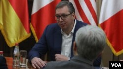 Predsednik Srbije Aleksandar Vučić na sastanku sa ambasadorima zemalja Kvinte (izvor: Fonet/Milica Vučković)