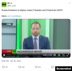 Російський пост про те, що Швеція та Фінляндія готується до подання заявок на членство в НАТО. Фото: X