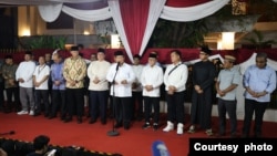 Prabowo Subianto menyampaikan rasa terima kasih kepada seluruh masyarakat Indonesia pasca penetapan kemenangan oleh KPU, hari Rabu malam (20/3). 