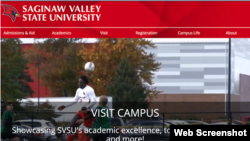 Screenshot of website of Saginaw Valley State University in Michigan, where Kadiatou Sow from Conakry, Guinea, is studying.