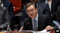 FILE - South Korean U.N. Ambassador Hwang Joon-kook speaks during a Security Council meeting at U.N. headquarters, Jan. 23, 2024. He said June 3, 2024, that the council would hold a public meeting in mid-June on human rights in North Korea.