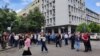 Opozicioni protest u Podgorici u znak podrške uhapšenom Milivoju Katniću (Foto: Jovo Radulović/VOA)